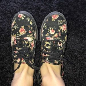 Vans black floral print